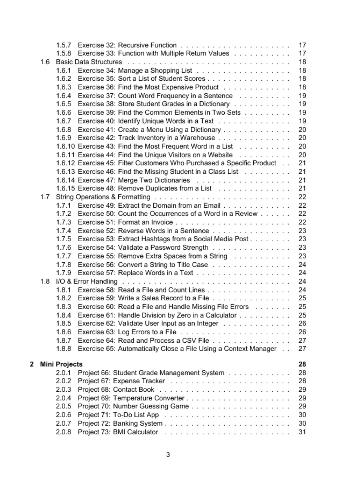 100 Python Exercises with Solutions preview 2